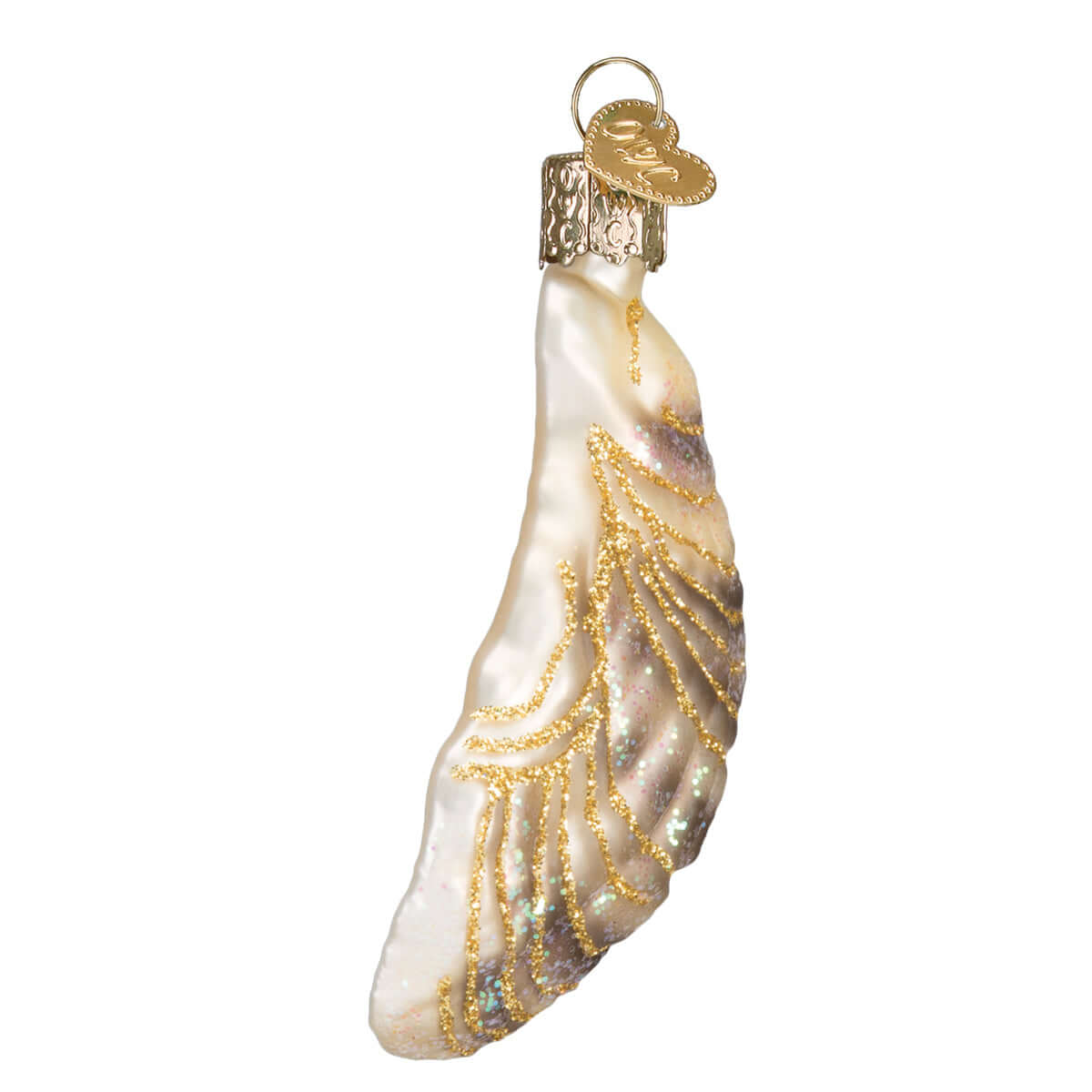 Artisan Oyster With Pearl Ornament, handcrafted decor featuring elegant golden details.