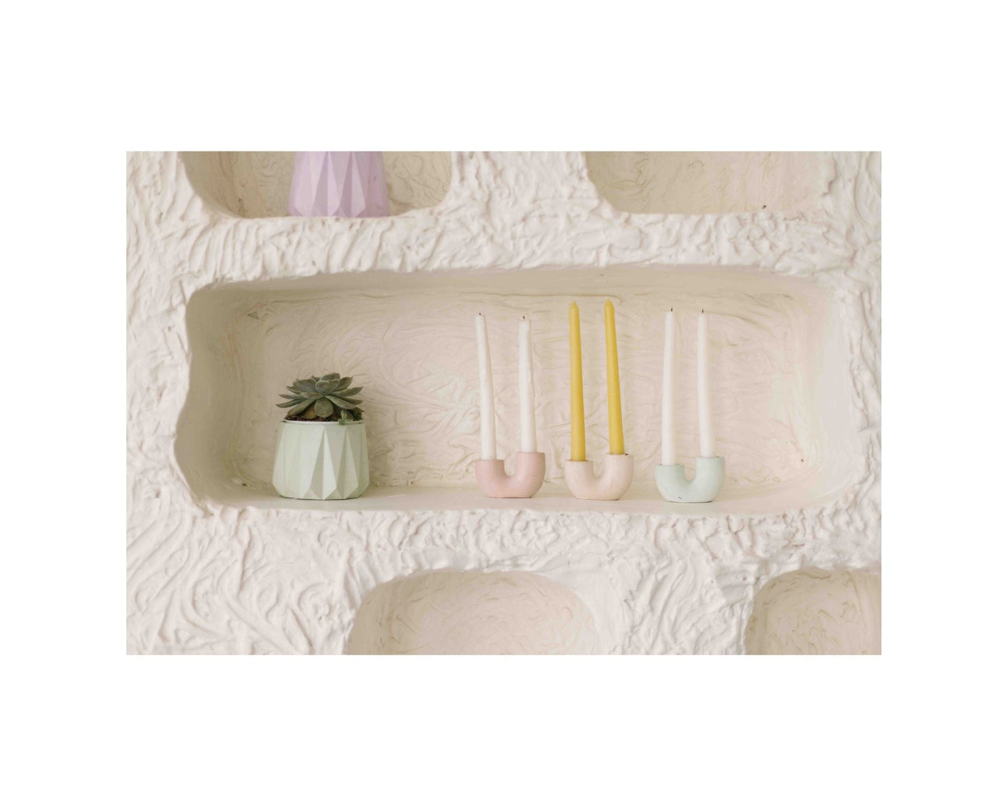 Nordic U-Shaped Concrete Candle Holder | Set of 2 | Ivory Candle Holders Casa Amarosa
