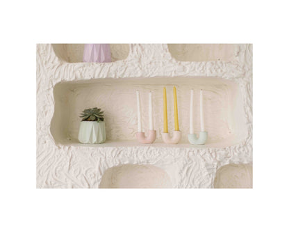 Nordic U-Shaped Concrete Candle Holder | Set of 2 | Ivory Candle Holders Casa Amarosa