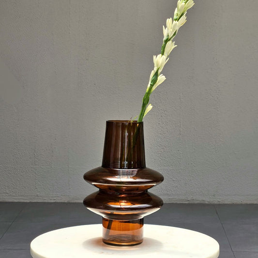 Ripple Glass Vase | Haze Brown vase Casa Amarosa