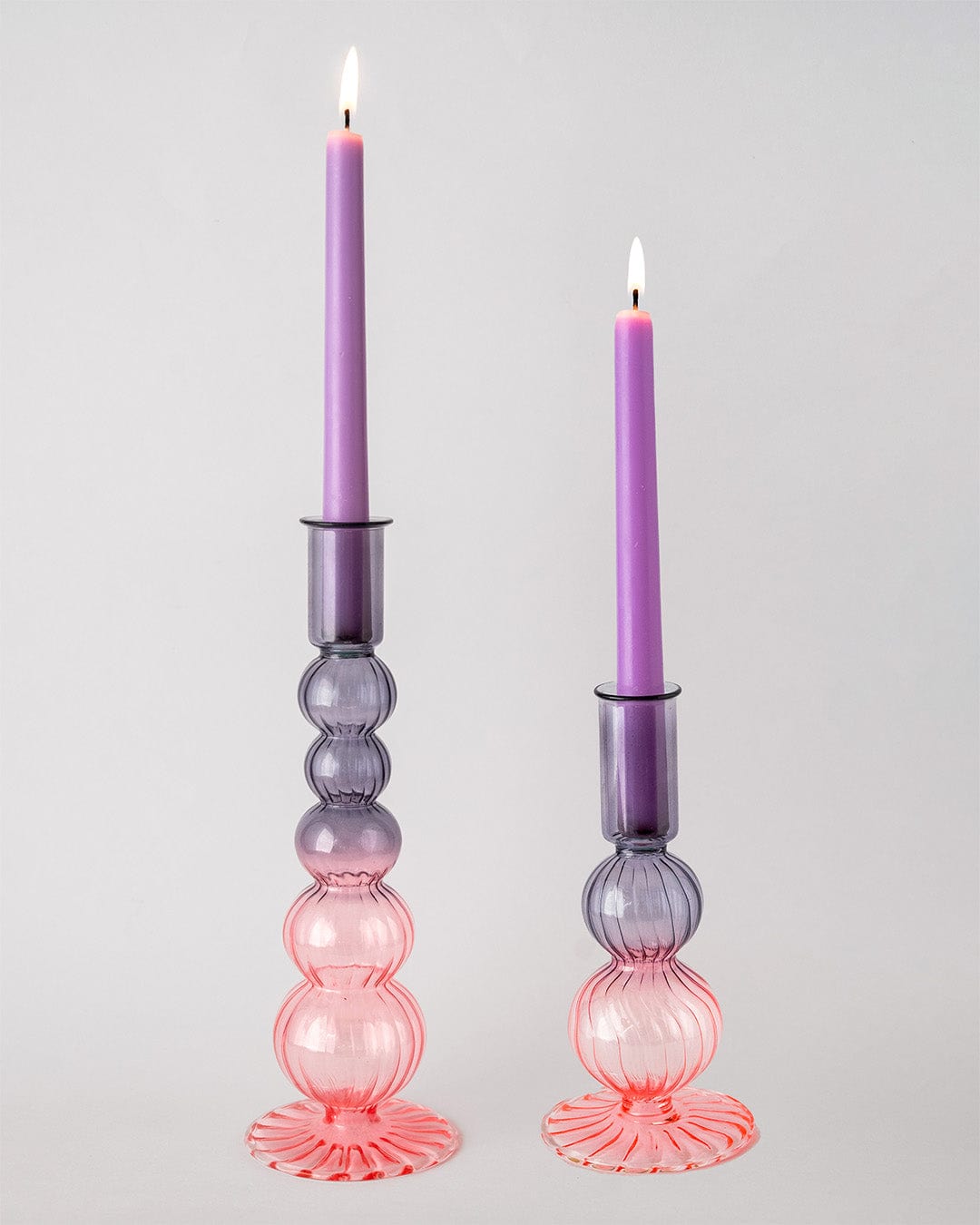 Retro wavy Candle Holders Set of 2 | Pink Candle Holders Casa Amarosa