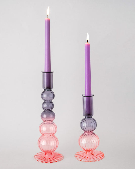 Retro wavy Candle Holders Set of 2 | Pink Candle Holders Casa Amarosa