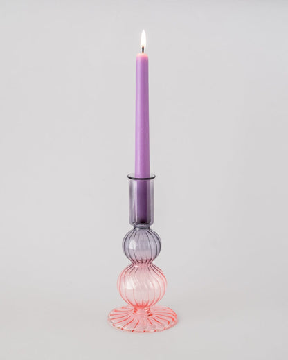 Retro wavy Candle Holders Set of 2 | Pink Candle Holders Casa Amarosa