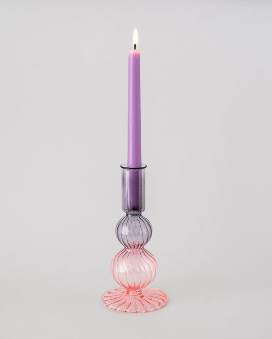 Retro wavy Candle Holders Set of 2 | Pink Candle Holders Casa Amarosa