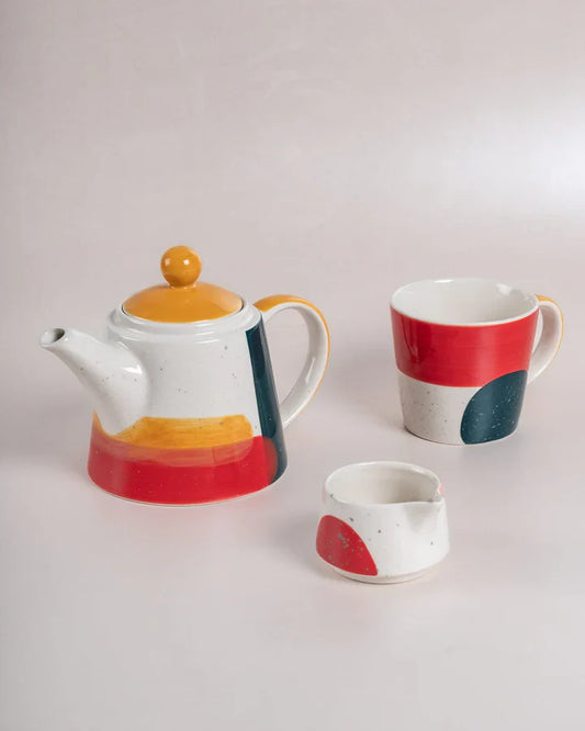 Handpainted Ceramic Tea for One tea set Casa Amarosa