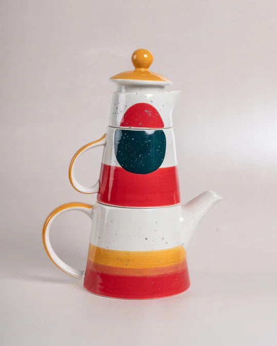 Handpainted Ceramic Tea for One tea set Casa Amarosa