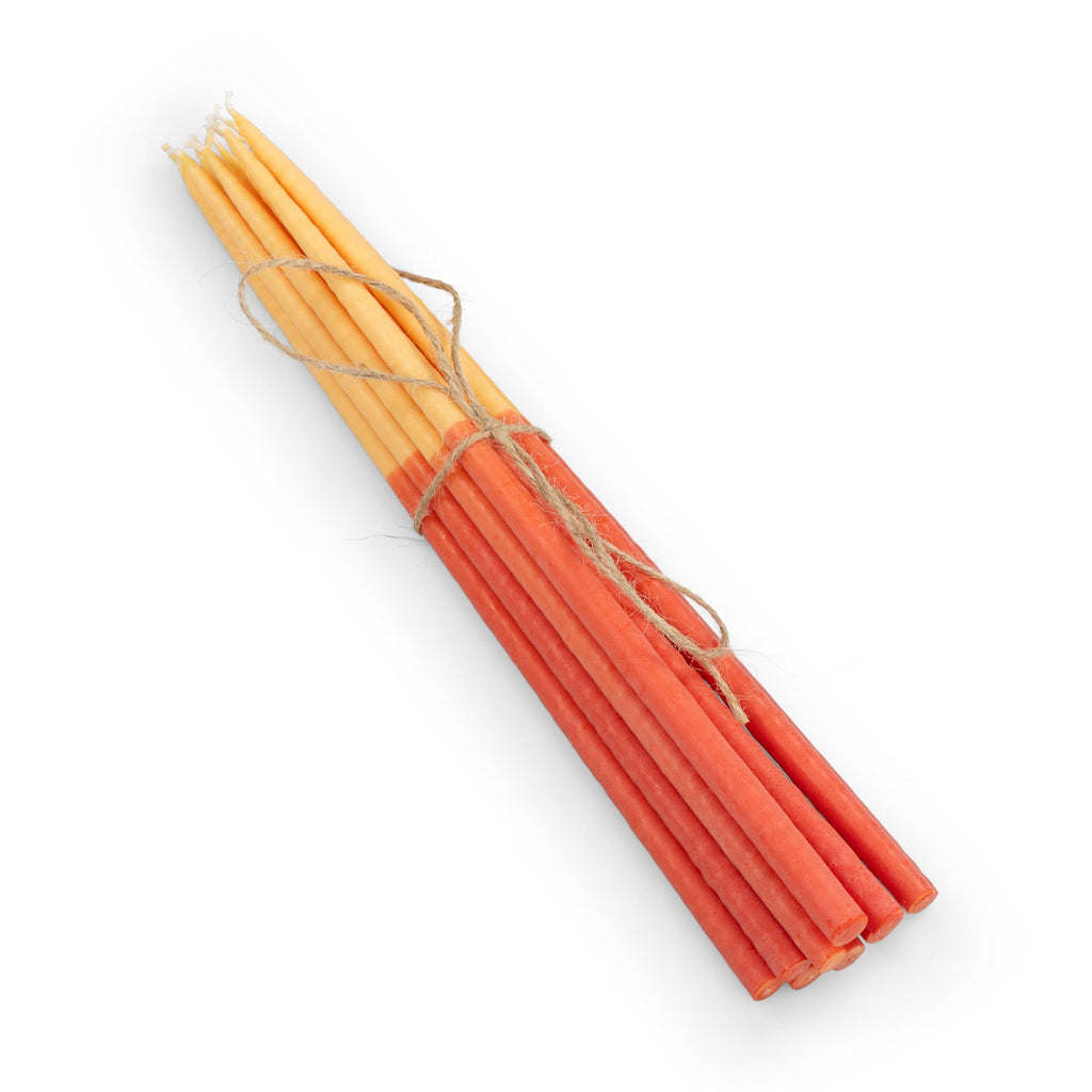 Thin Taper Candles - Two-Tone in Saffron and Rust