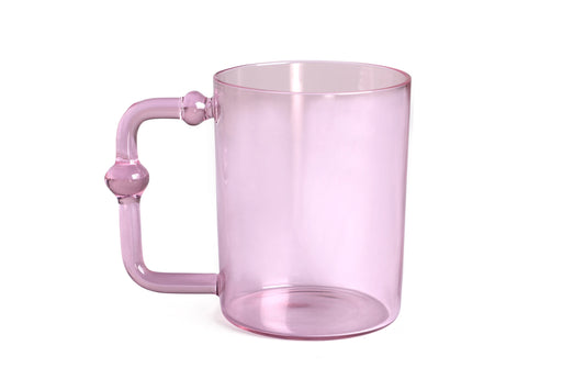 Colored Handblown Drinkware Mug | Set of 4 | Pink Mug Casa Amarosa