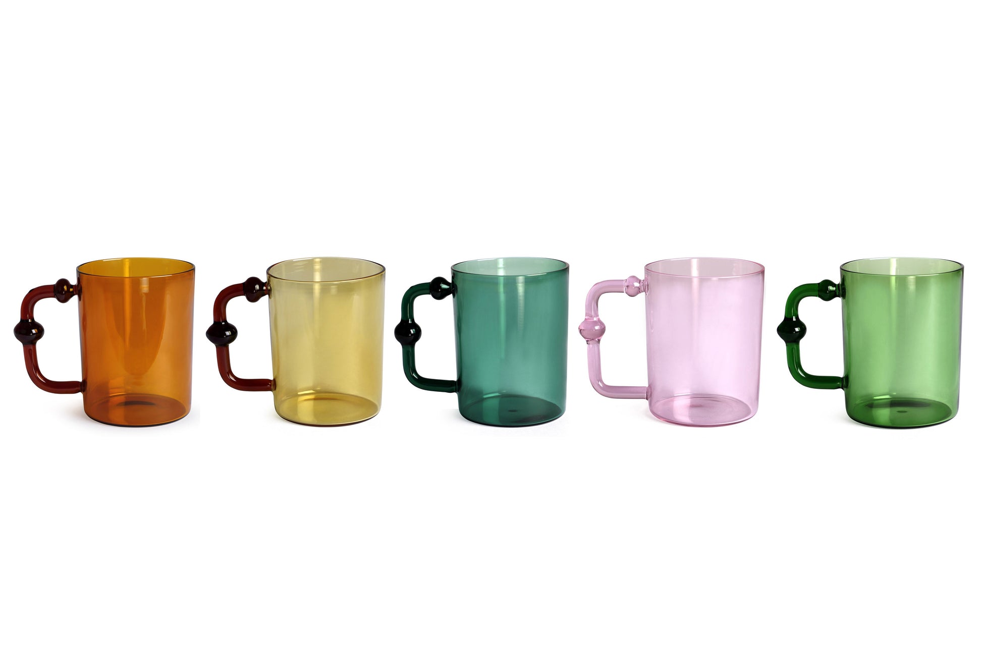 Colored Handblown Drinkware Mug | Set of 4 | Pink Mug Casa Amarosa
