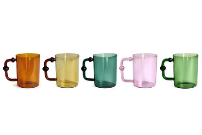 Colored Handblown Drinkware Mug | Set of 4 | Teal Mug Casa Amarosa