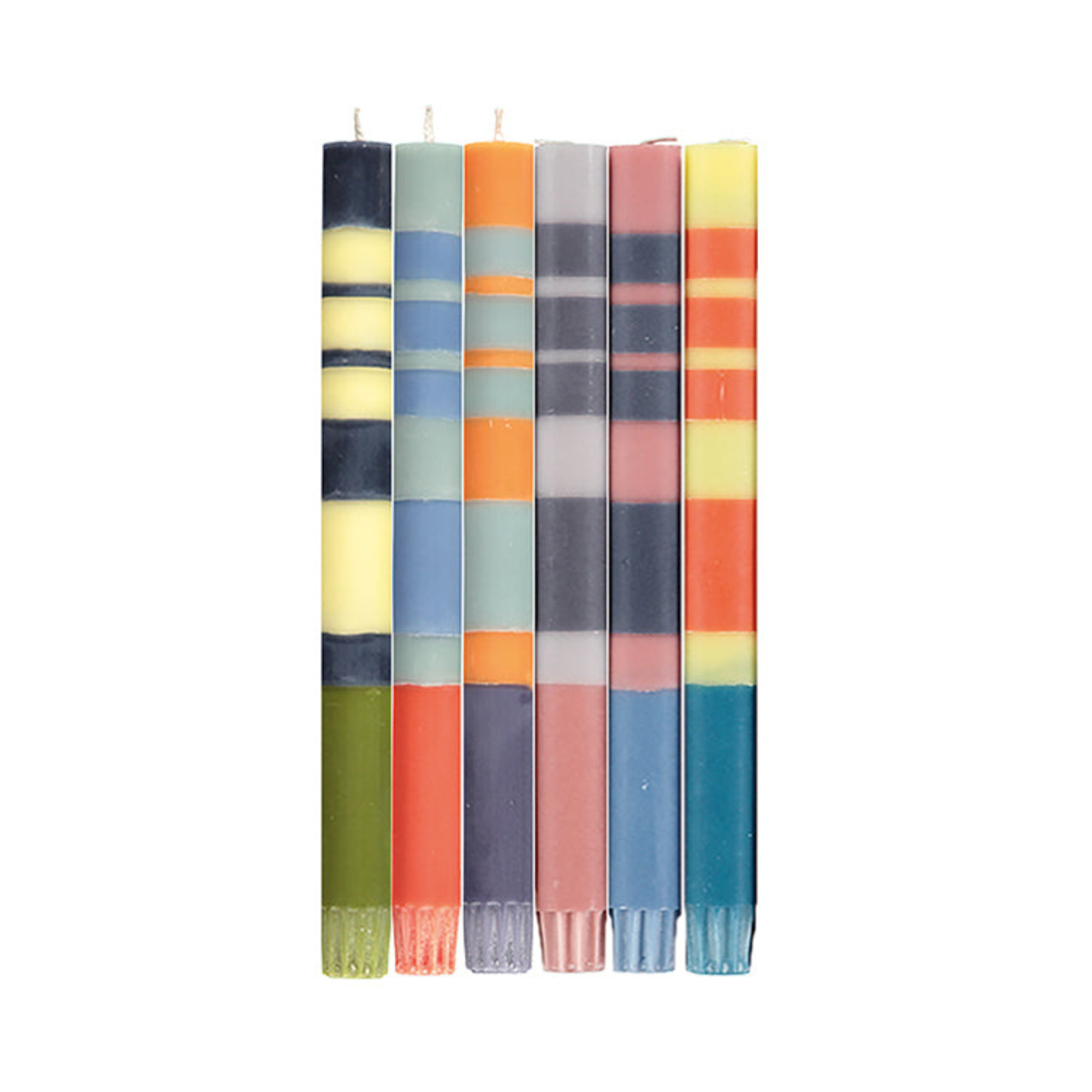 Mixed Stripe Dinner Candles Set