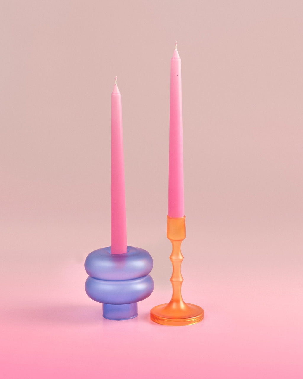 Couples Handmade Glass Candleholders