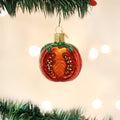 Handcrafted Garden Tomato Ornament with vibrant colors, perfect artisan decor for your Christmas tree.