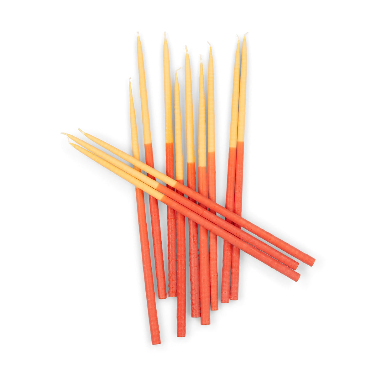 Thin Taper Candles - Two-Tone in Saffron and Rust