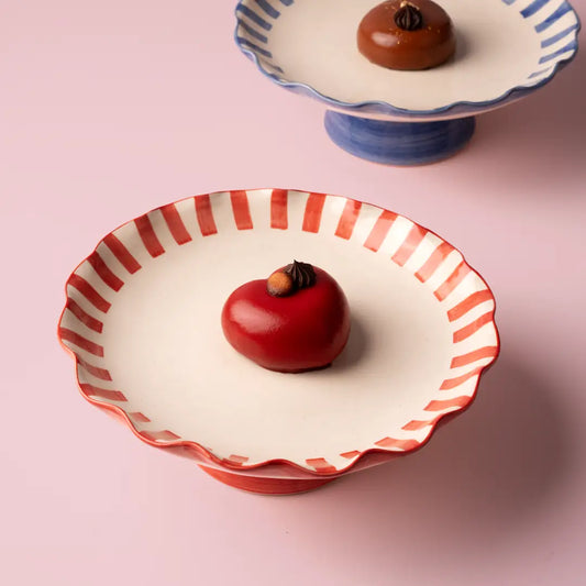 Ceramic Stripe Cake Stand | Red Cake stand Casa Amarosa