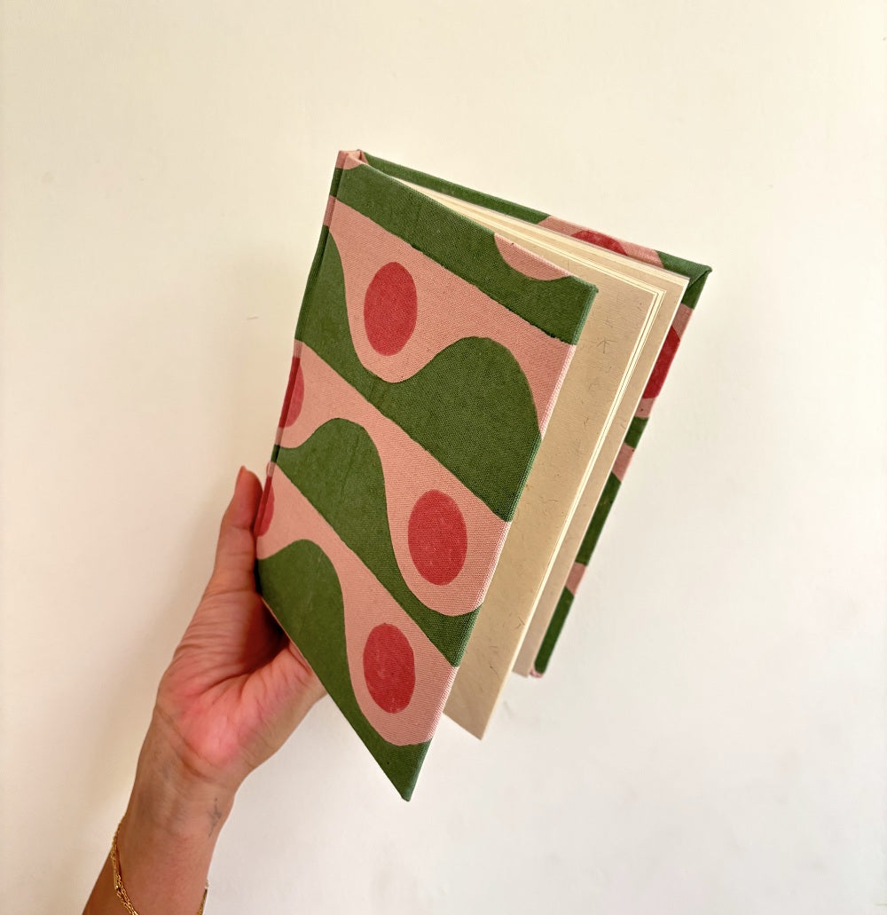 Handmade Paper Journal Notebook | Pink & Green Notebook Casa Amarosa