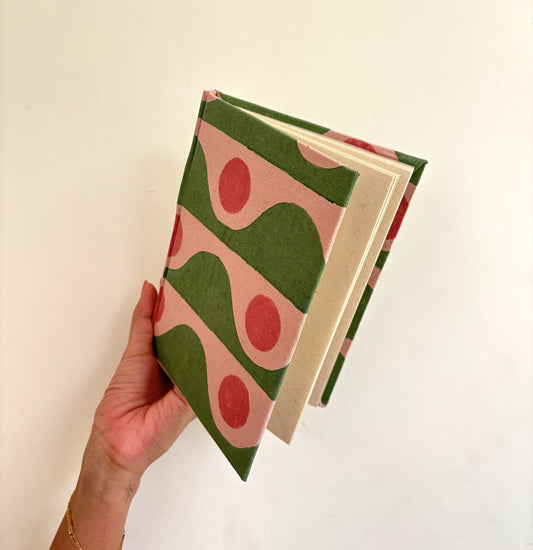 Handmade Paper Journal Notebook | Pink & Green Notebook Casa Amarosa