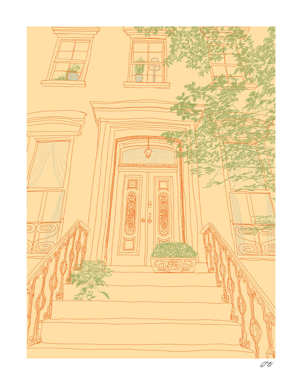 Yellow Townhouse Print by Stephanie Browne