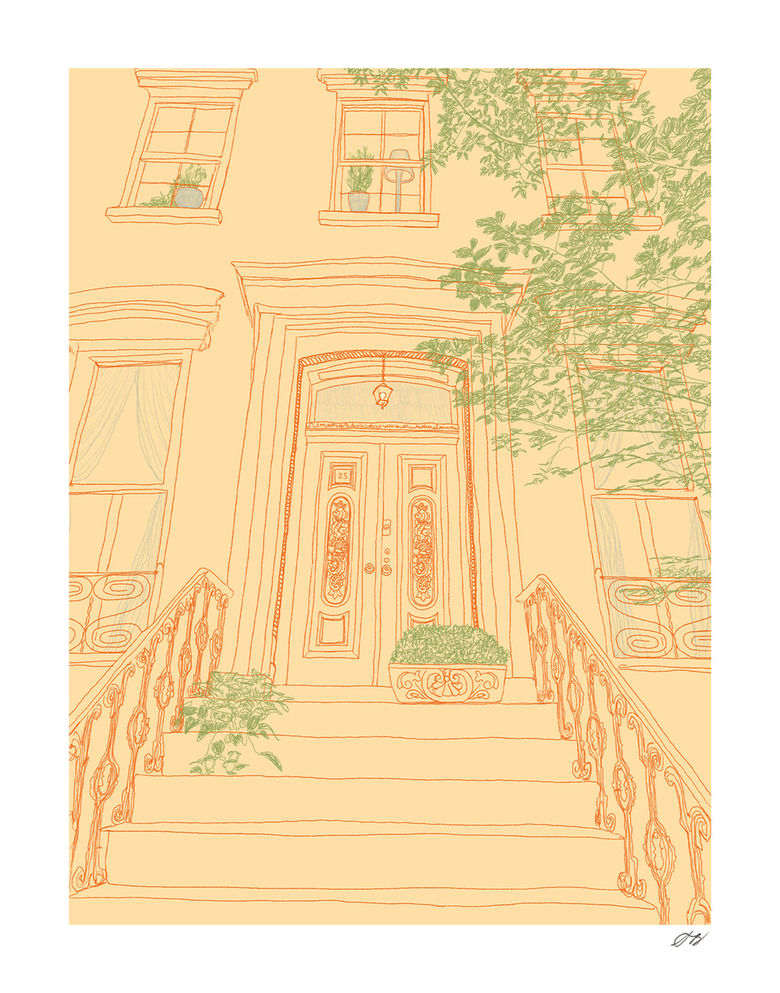 Yellow Townhouse Print by Stephanie Browne