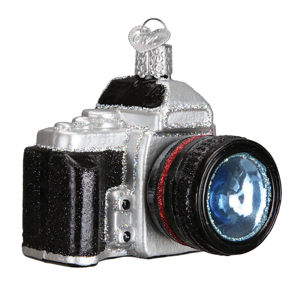 Handcrafted camera ornament decor for photography lovers, perfect artisan gift for the family. Camera Ornament.