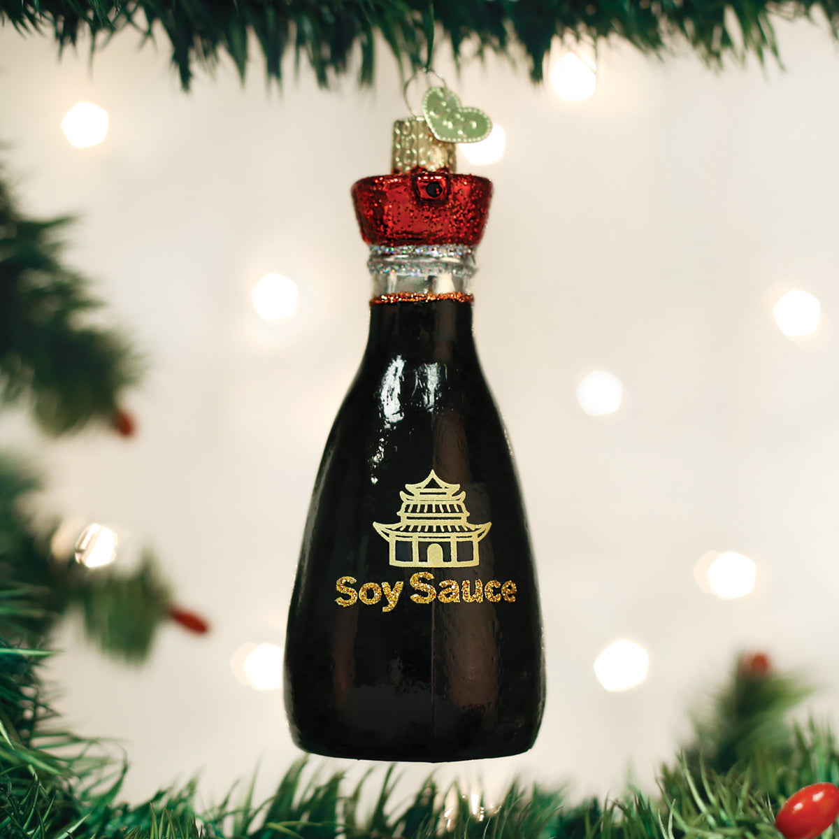Handcrafted Soy Sauce Ornament, artisan decor perfect for holiday celebrations, showcasing history and flavor.