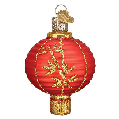 Chinese Lantern Ornament, handcrafted artisan decor featuring vibrant red silk and gold accents.