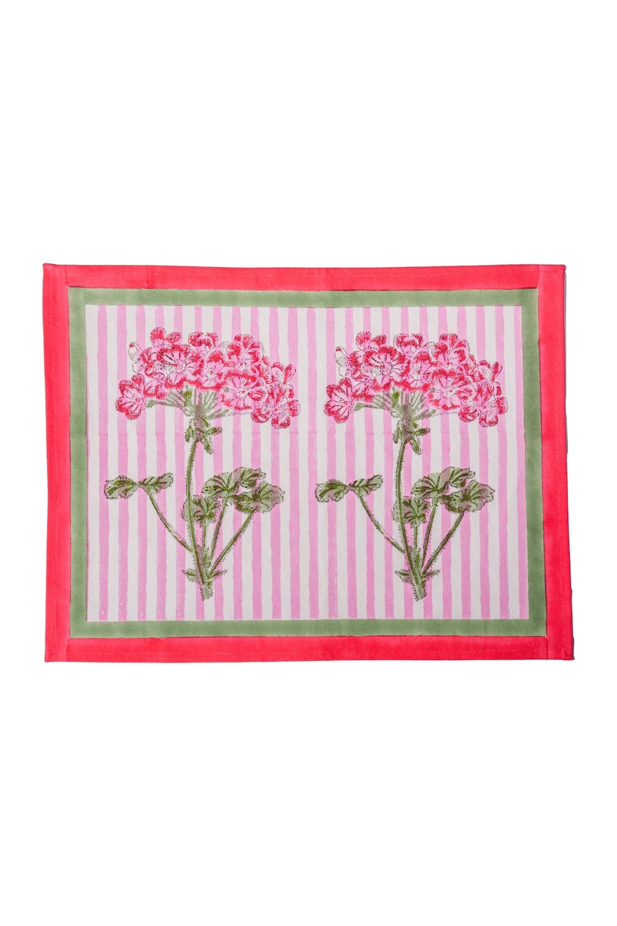 Pink Hydrangea Blockprint Placemat, Set of 2