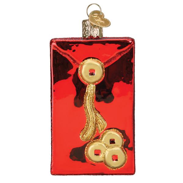 Handcrafted Lucky Red Envelope Ornament with golden details, perfect for artisan decor and festive celebrations.