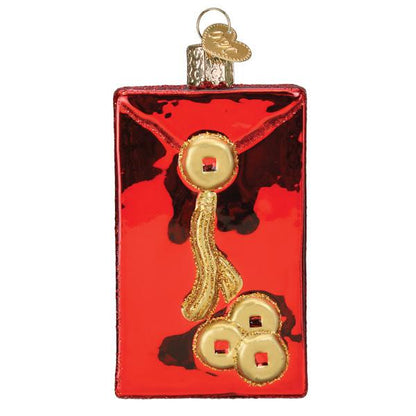Handcrafted Lucky Red Envelope Ornament with golden details, perfect for artisan decor and festive celebrations.