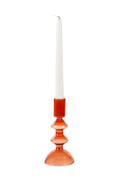 Retro Glass Candle Stick Holder |Set of 4 | Rust Orange Candle Holders Casa Amarosa