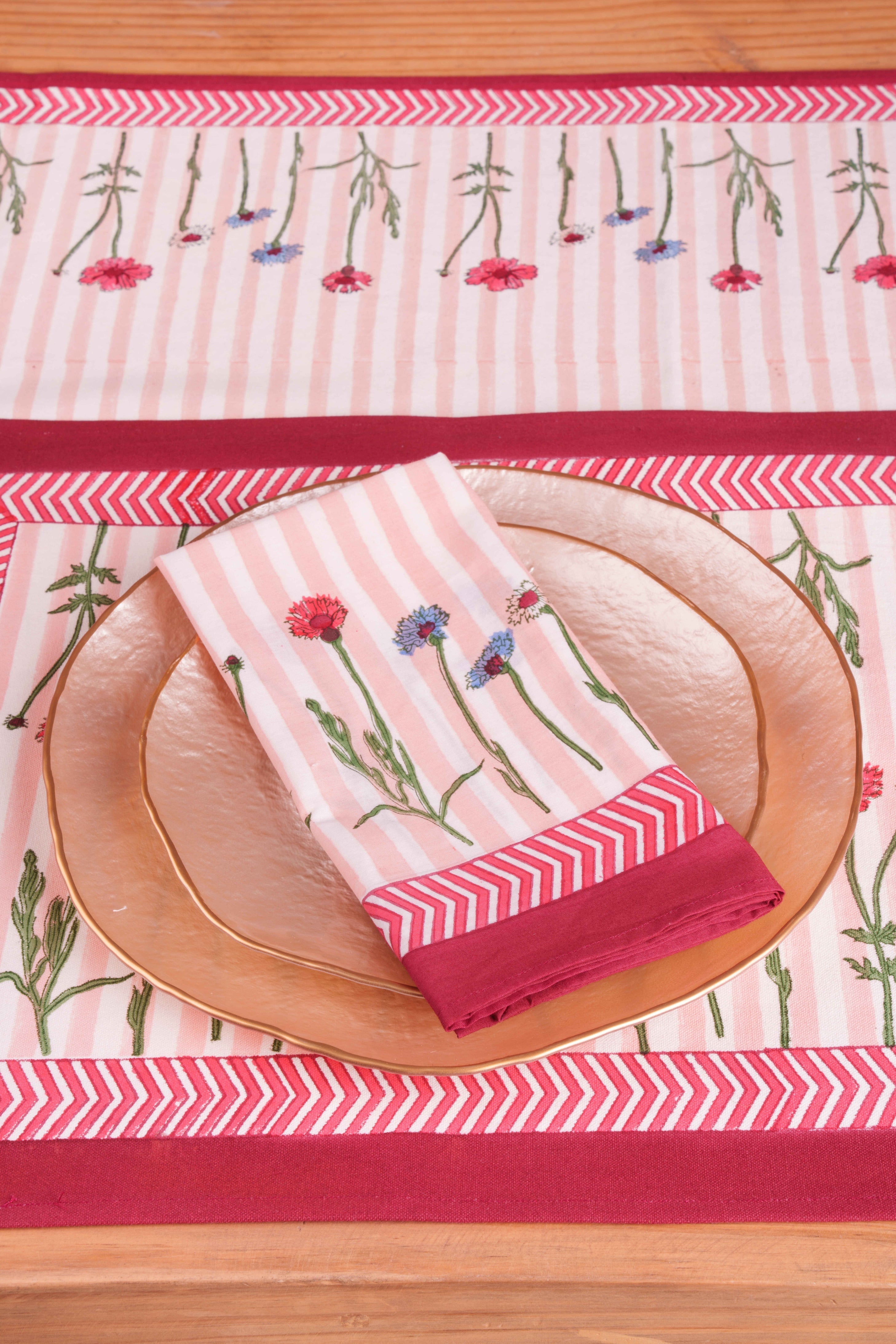 Wildflower Blockprint Napkins | Set of 4