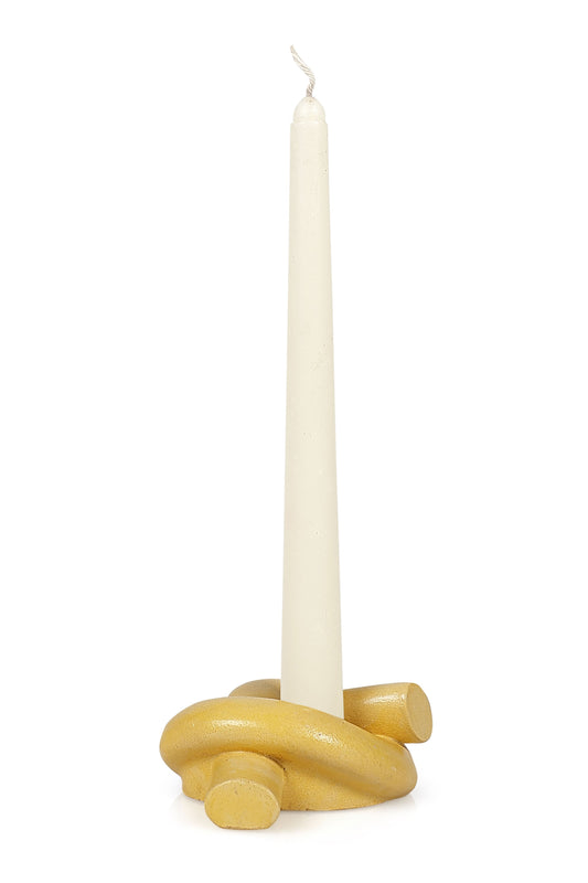 Nordic Knot Concrete Candle Holder | Set of 2 | Mustard Yellow Kitchen essential Casa Amarosa