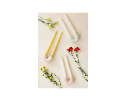 Nordic U-Shaped Concrete Candle Holder | Set of 2 | Ivory Candle Holders Casa Amarosa