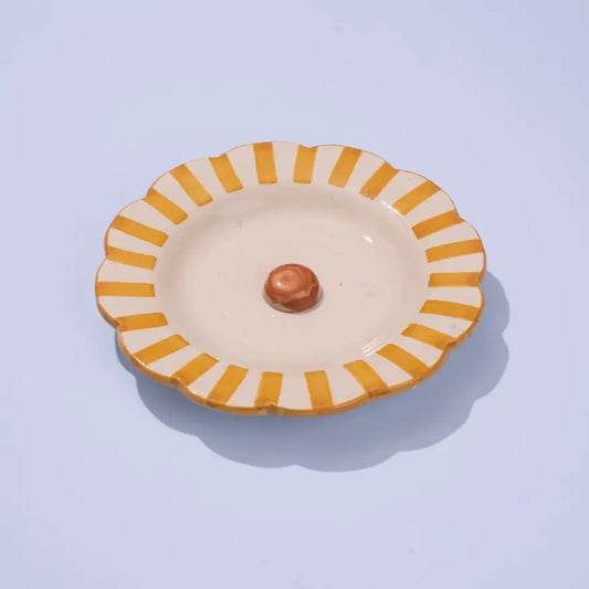 Ceramic stripe Salad Plate | Yellow Plate Casa Amarosa