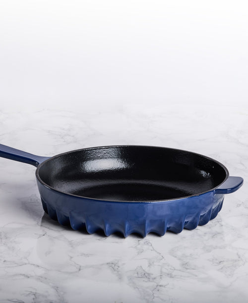 FIREUP Rapid Heat Enameled Cast Iron Frying Pan | Oxford Blue 10" | MARILU