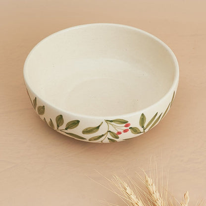 Holly Leaf Bowl Set in Olive | Ceramic Serving Bowls showcasing artisan, handcrafted decor with a unique leaf design.