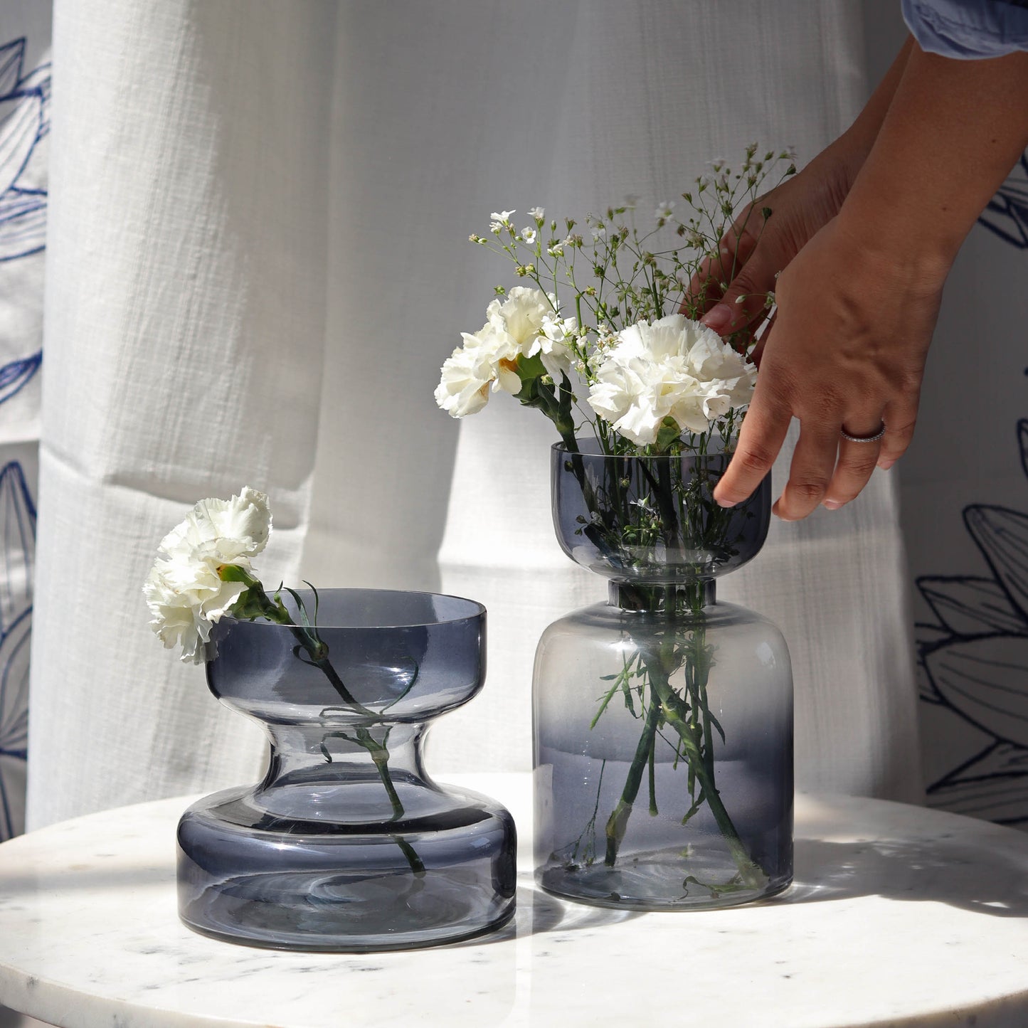 Slate Grey Handblown Glass Vase | Tall vase Casa Amarosa