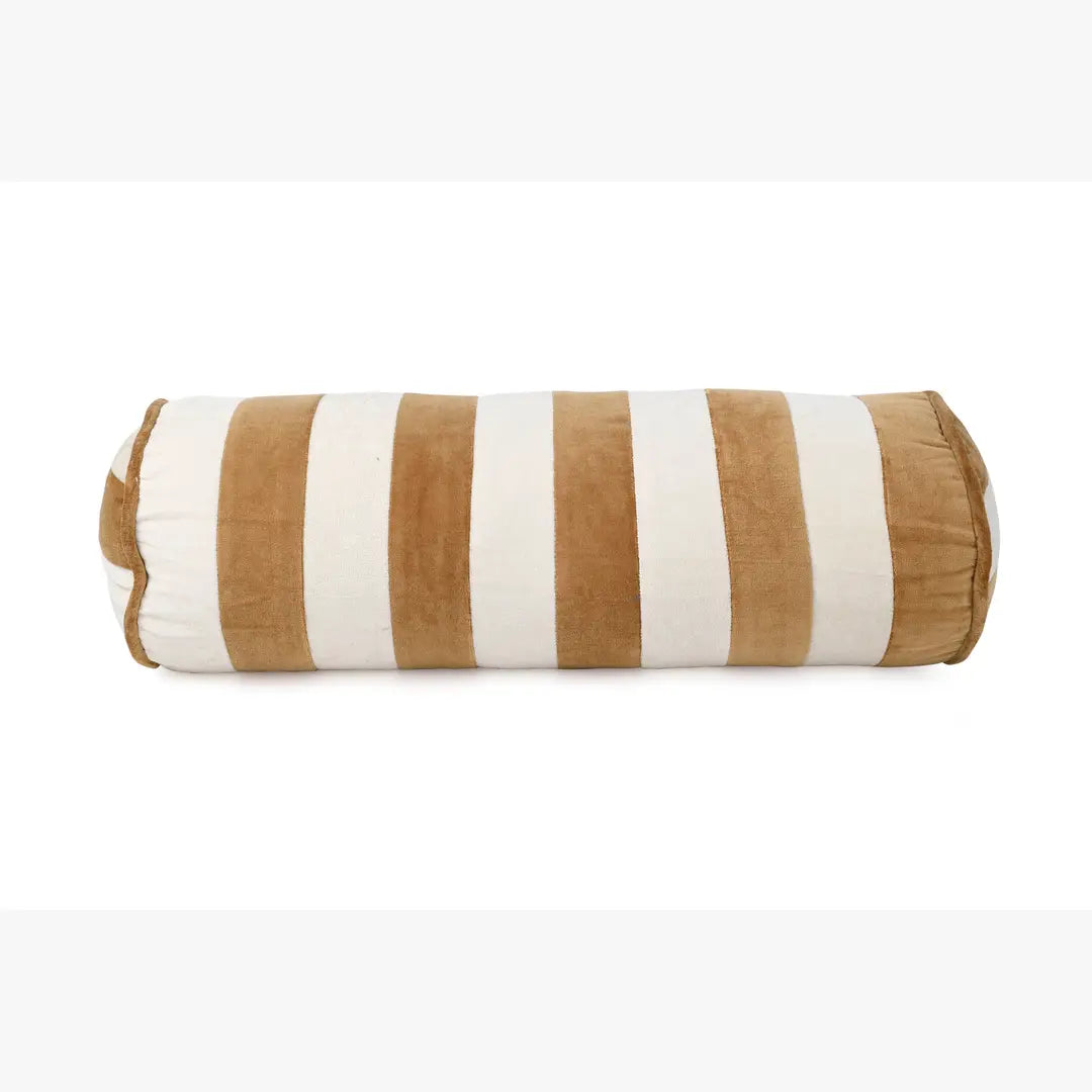 Velvet Stripe Bolster Pillow | Clay & Off-White Bolster Casa Amarosa