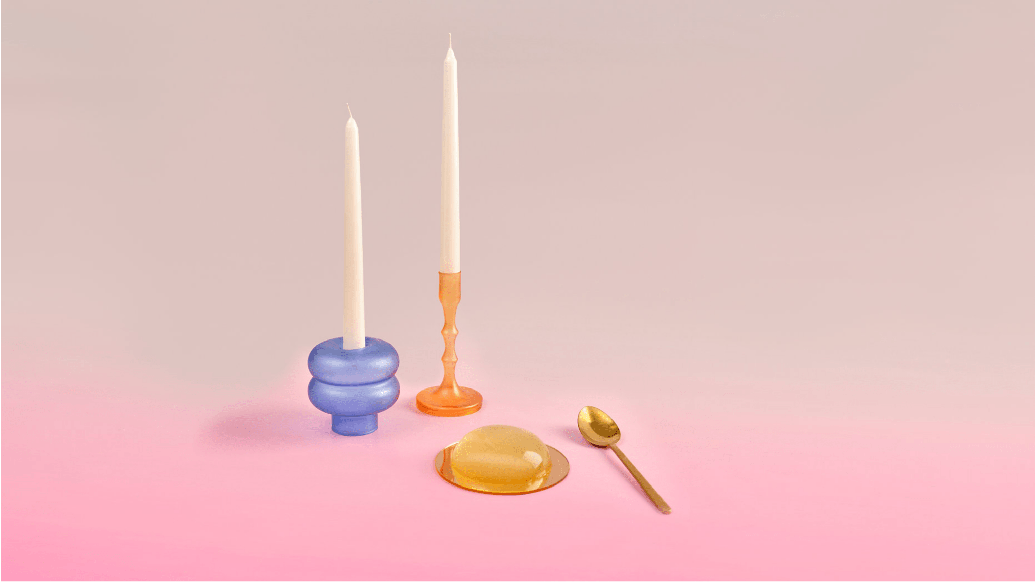 Couples Handmade Glass Candleholders