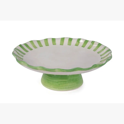 Ceramic Stripe Cake Stand | Green Cake stand Casa Amarosa