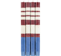 S/4 Striped Guardsman Red, Pearl & Royal Blue Dinner Candles