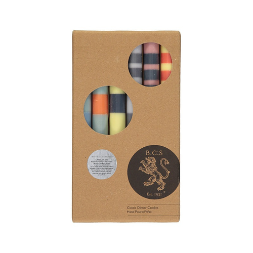Mixed Stripe Dinner Candles Set