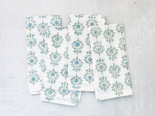 Lotus Dinner Napkins Set | Sage & Uniform Blue The Mended Company
