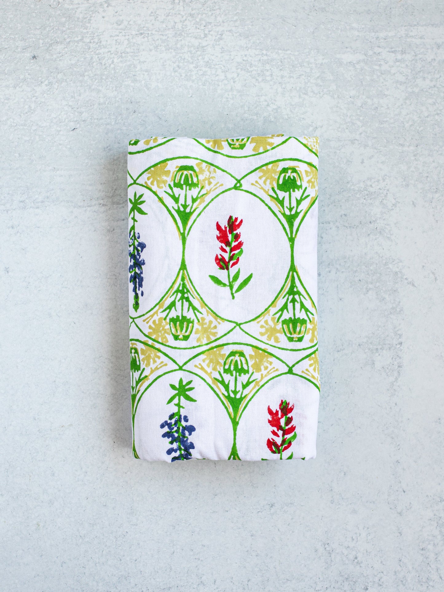 Table Runner | Round Top, Spring Yellow, Periwinkle, Vine & Poppy The Mended Company