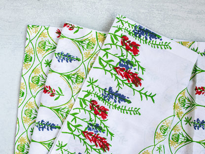 Table Runner | Round Top, Spring Yellow, Periwinkle, Vine & Poppy The Mended Company