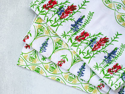 Table Runner | Round Top, Spring Yellow, Periwinkle, Vine & Poppy The Mended Company