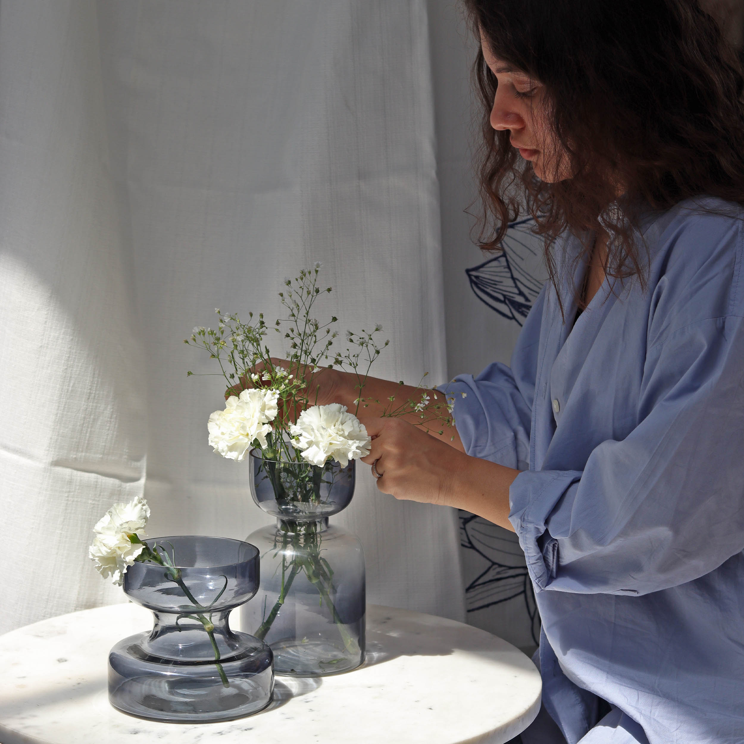 Slate Grey Handblown Glass Vase | Tall vase Casa Amarosa