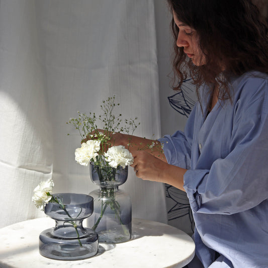 Slate Grey Handblown Glass Vase | Tall vase Casa Amarosa