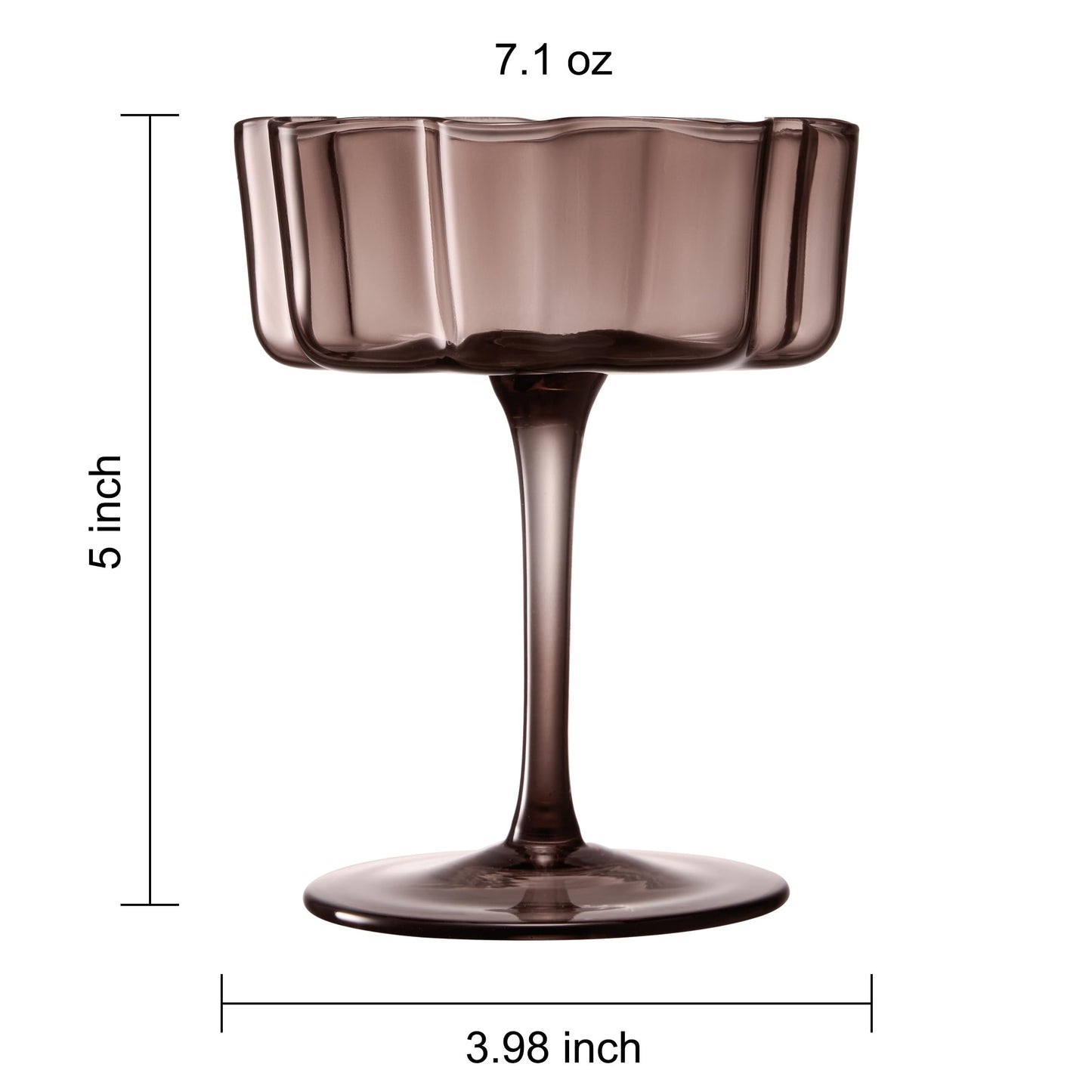 Flower Wave Coupe Cocktail Glasses | Set of 6| Venus Brown