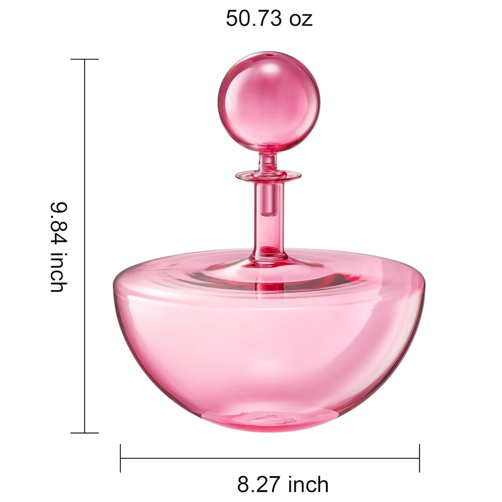 Blush Pink Low Arc Glass Decanter